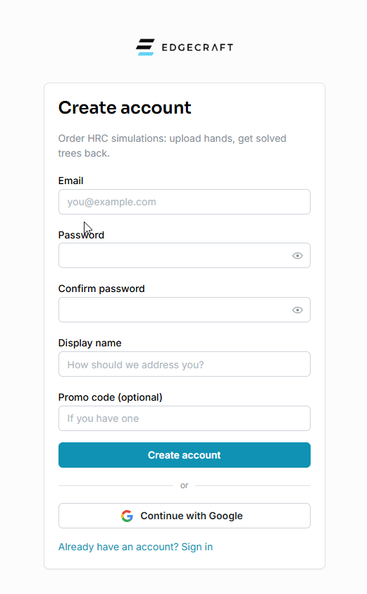 Registration — Edgecraft screenshot
